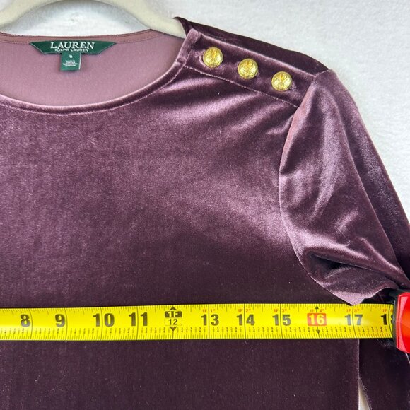 Ralph Lauren Purple Velvet Top Size S Goth Vampira Office Boho Resortwear - Picture 7 of 11